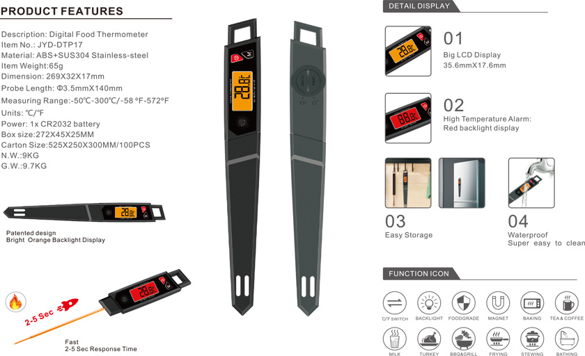 Instant Read Thermocouple Digital Baking Thermometer Factory