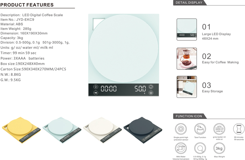 Multifunction Led Diaplay Electronic Digital Coffee Scale Suppliers and Manufacturers
