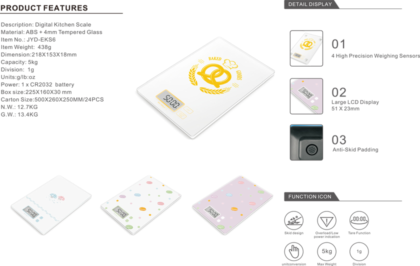 High Precision 3KG Touch Glass Digital Kitchen Scale Factory