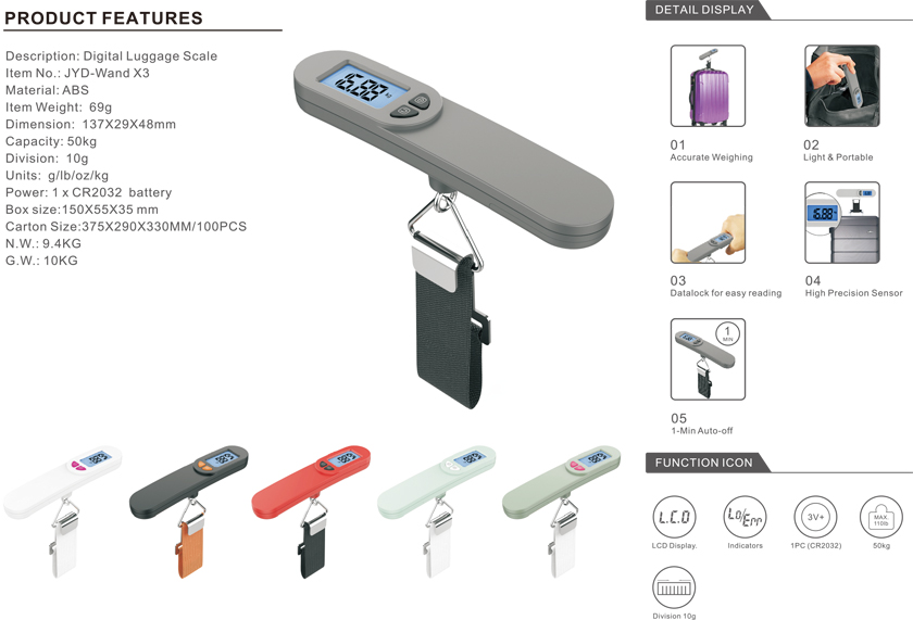 High Accuracy Sensor Portable Digital Luggage Scale Factory
