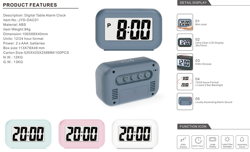 Portable LCD Display Digital Travel Alarm Clocks Factory